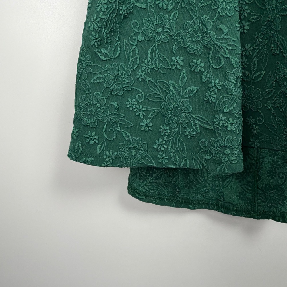 Altar State Emerald Green Floral Puff Sleeve Tie Back Cecelia Mini Dress Size XL - Picture 3 of 11